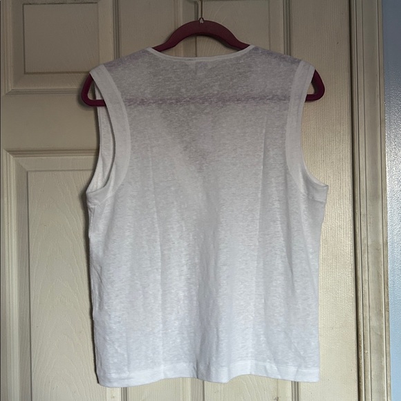 NWT Banana Republic Factory white linen blend split neck tank size medium - Picture 3 of 6